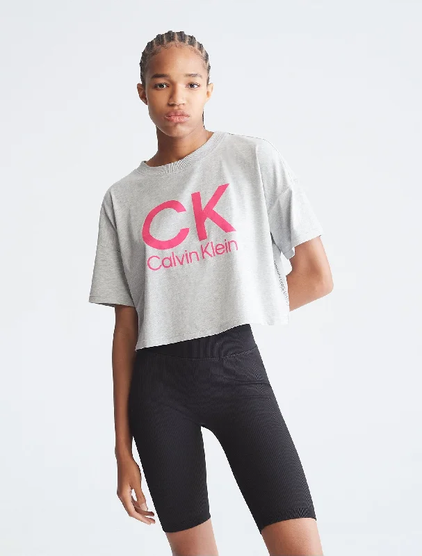 Calvin Klein Performance CK Logo Boxy Cropped T-Shirt - Women - Women