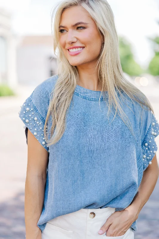 Be Bold Denim Embellished Blouse