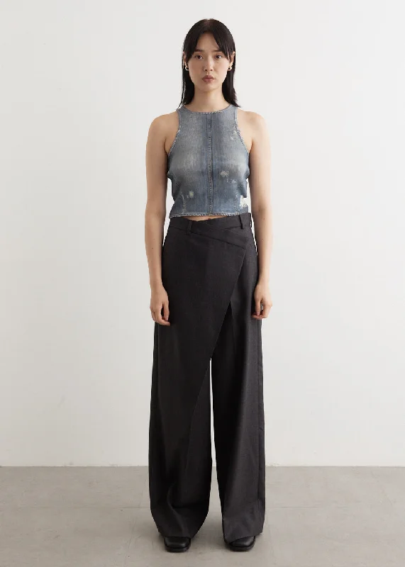 Elaia Denim Trompe L'Oeil Top