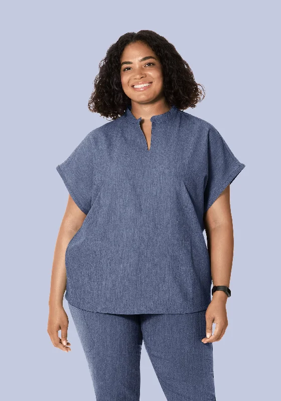 Mandarin Dolman Top Heather Denim