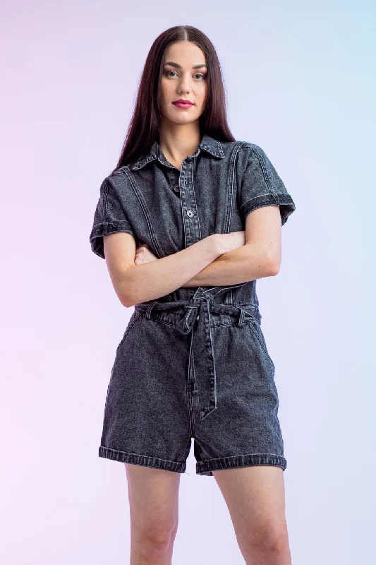 Mara Denim Playsuit Black Stonewash