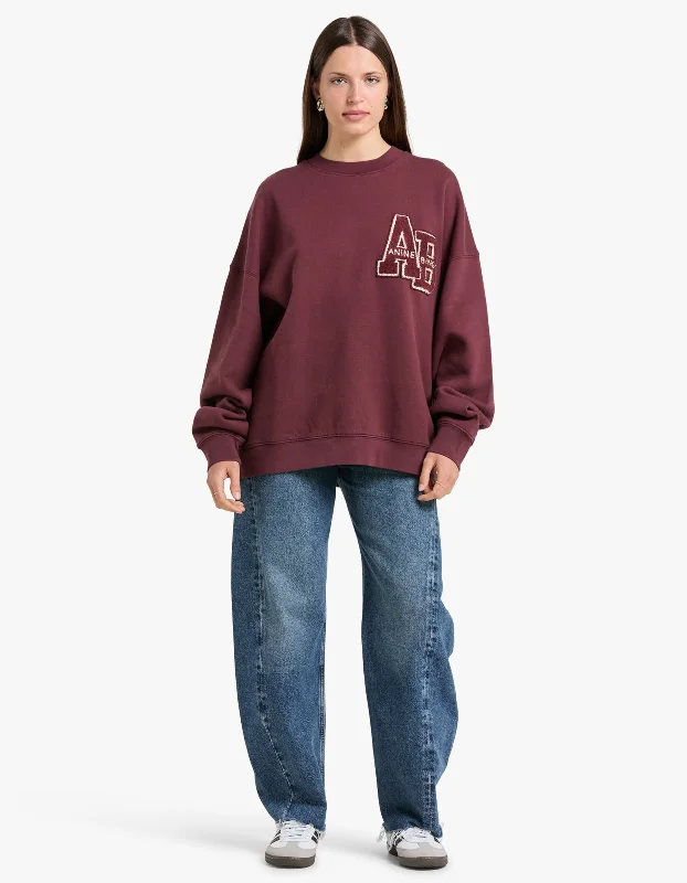 Miles Oversized Sweatshirt Letterman - Dark Burgundy