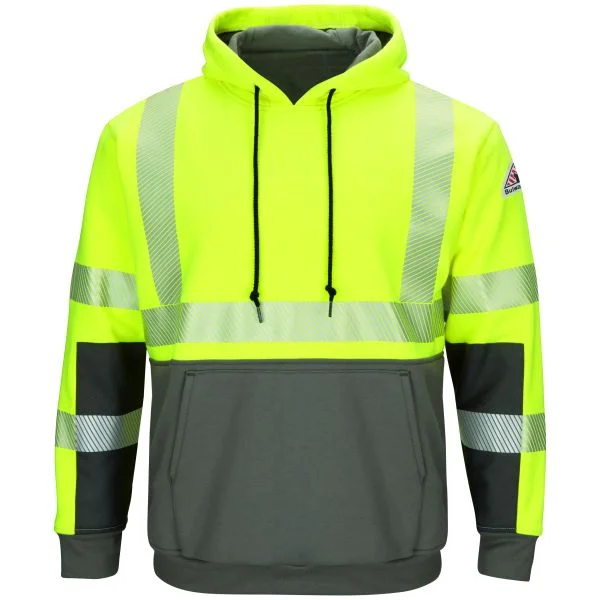 BULWARK FR HI-VIS COLORBLOCK PULLOVER HOODED SWEATSHIRT - LINED