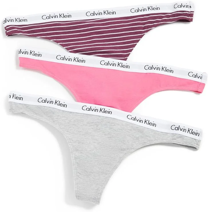 Calvin Klein Women's Carousel Logo Cotton Thong Multipack Panty (Free Shipping)