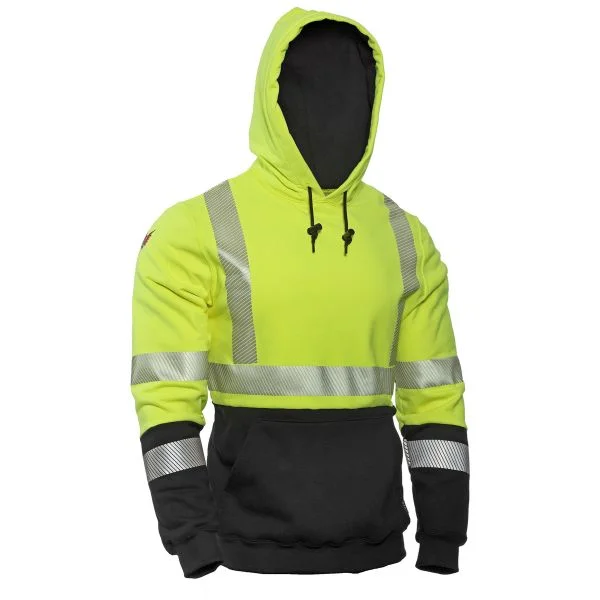 DRIFIRE FR HI-VIS HYBRID HOODED PULLOVER SWEATSHIRT - THERMAL LINED