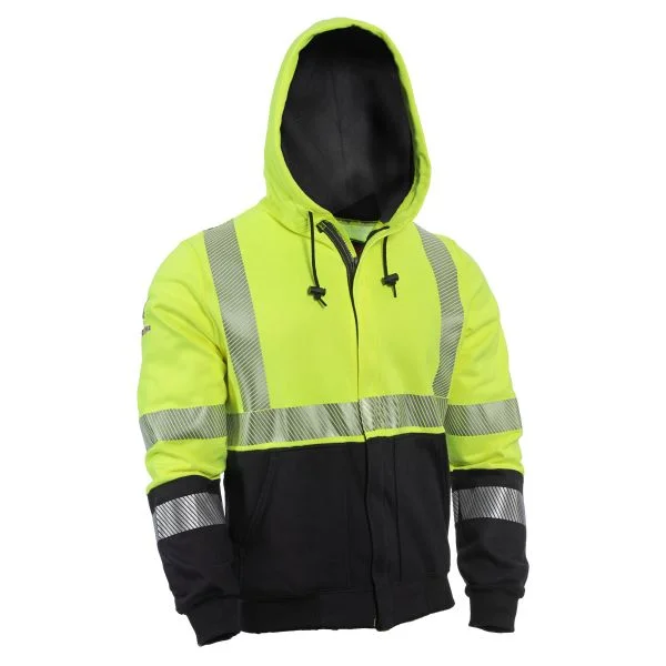 DRIFIRE FR HI-VIS HYBRID HOODED ZIP-FRONT SWEATSHIRT