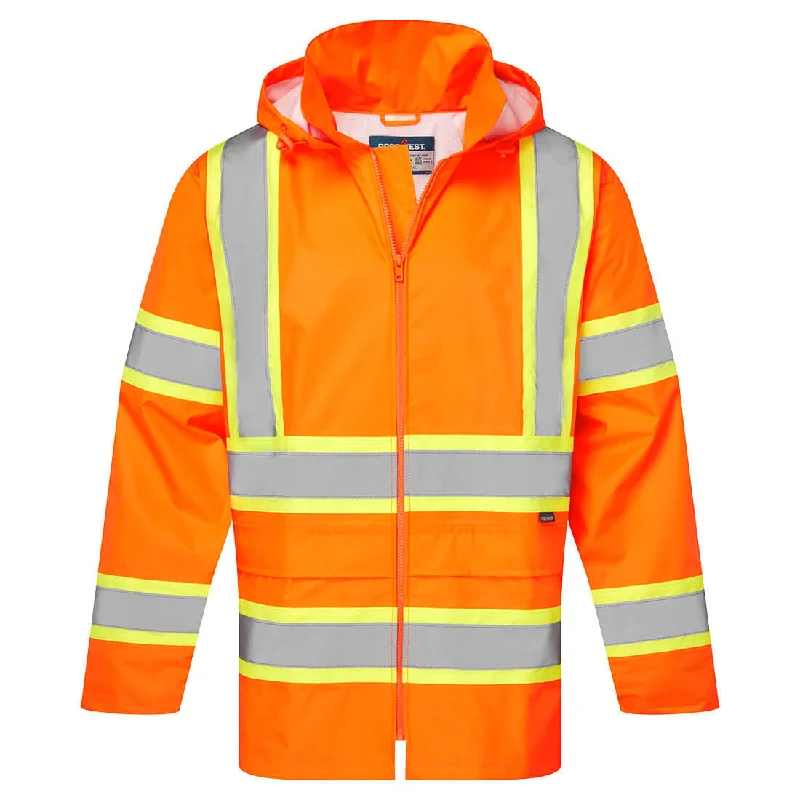 Hi-Vis X Back Contrast Tape Rain Jacket - Classic Fit