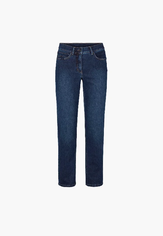 Marple Straight - Medium Length - Washed Dark Blue Denim