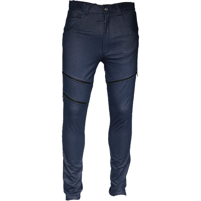 Modern navy  denim jeans with mega zippers