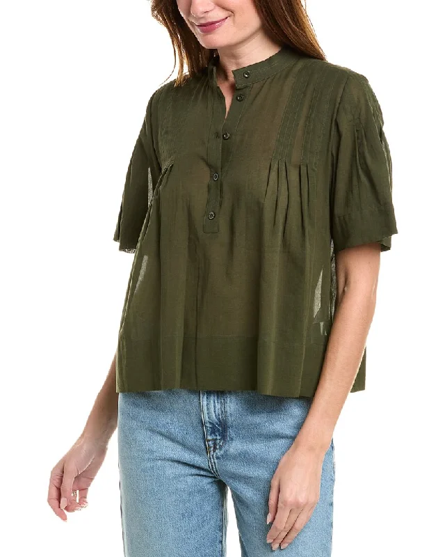 FRAME Denim Pleated Blouse