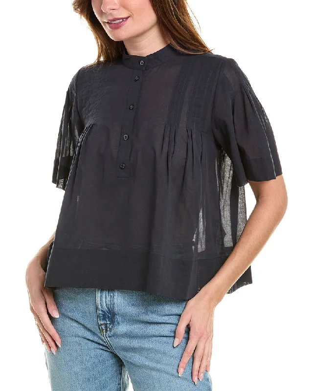 FRAME Denim Pleated Blouse