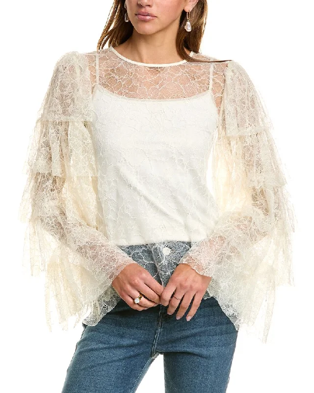 FRAME Denim Tiered Ruffle Sleeve Blouse