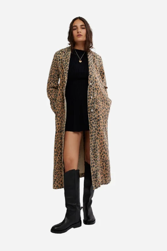 Free People Monique Denim Duster in Cheetah