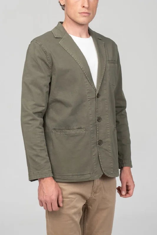 Cotton Sleek Pockets Blazer - Khaki