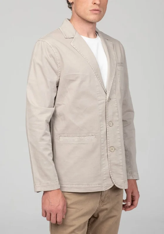 Cotton Sleek Pockets Blazer - Stone