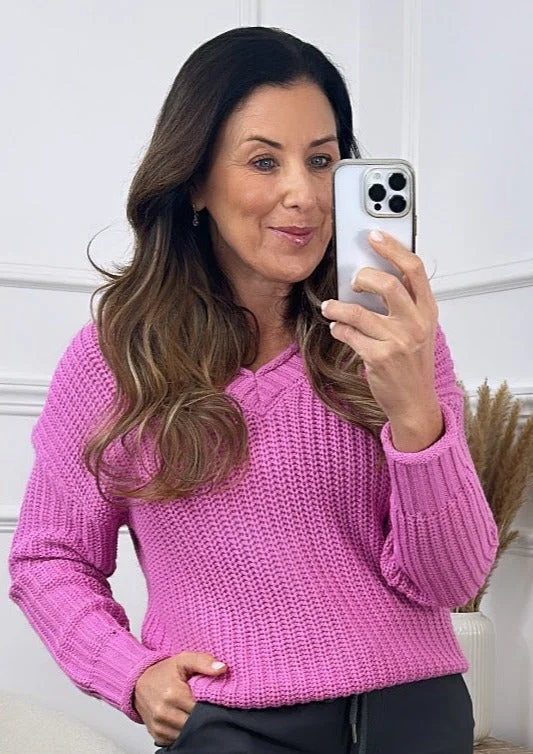 Philomena Pink V Neck Pullover