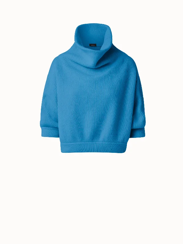 Boxy Ribbed Knit Cashmere Pullover