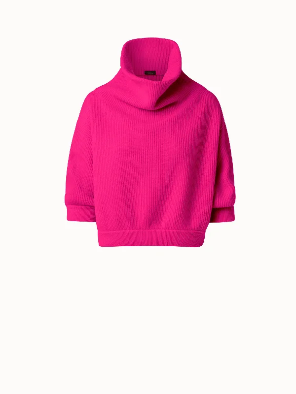 Boxy Ribbed Knit Cashmere Pullover