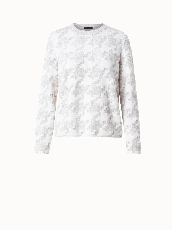 Houndstooth Jacquard Knit Pullover