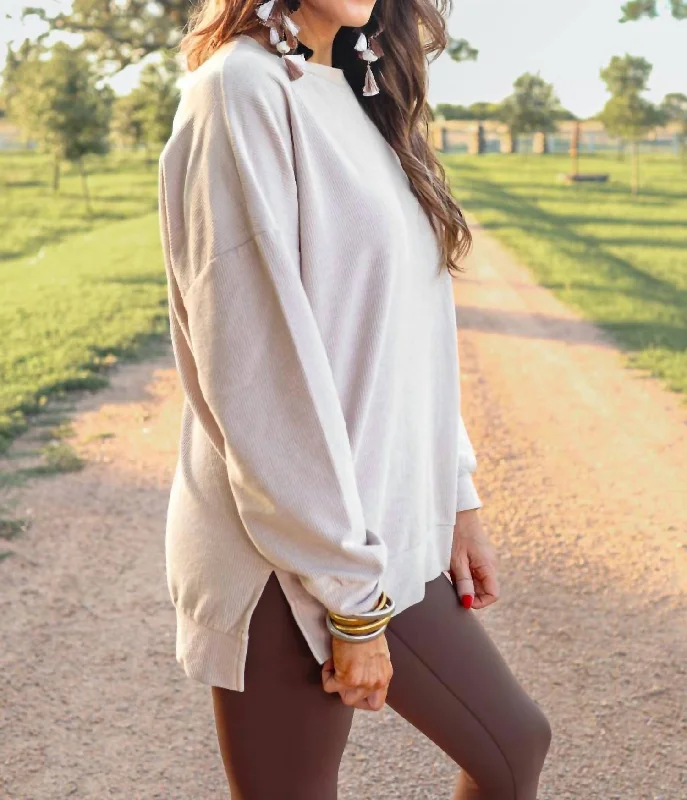 Alexis Corded Pullover Taupe