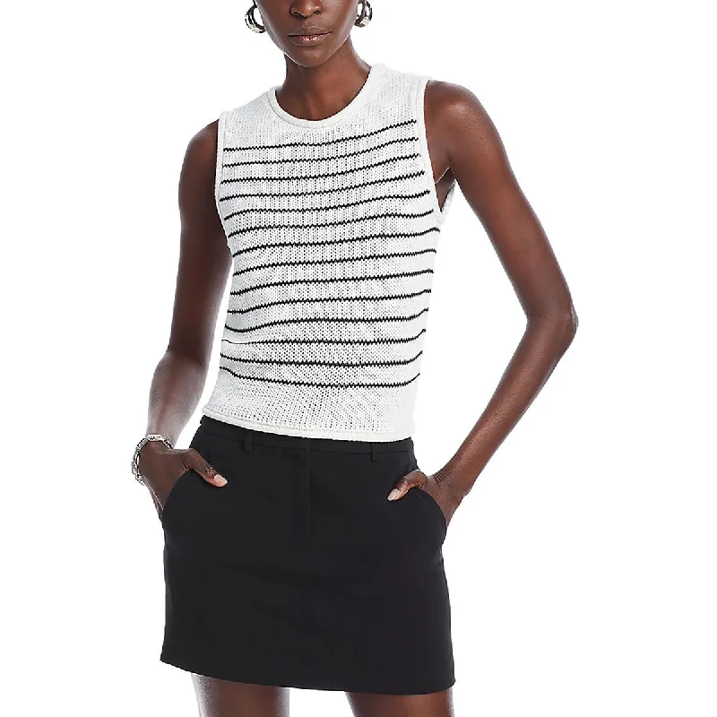 Womens Striped Sleeveless Pullover Top