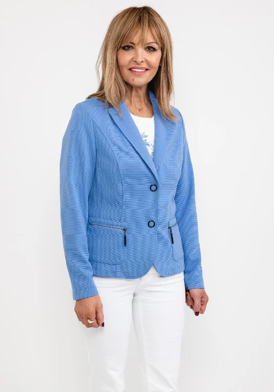 Barbara Lebek Ribbed Blazer Style Jacket, Blue