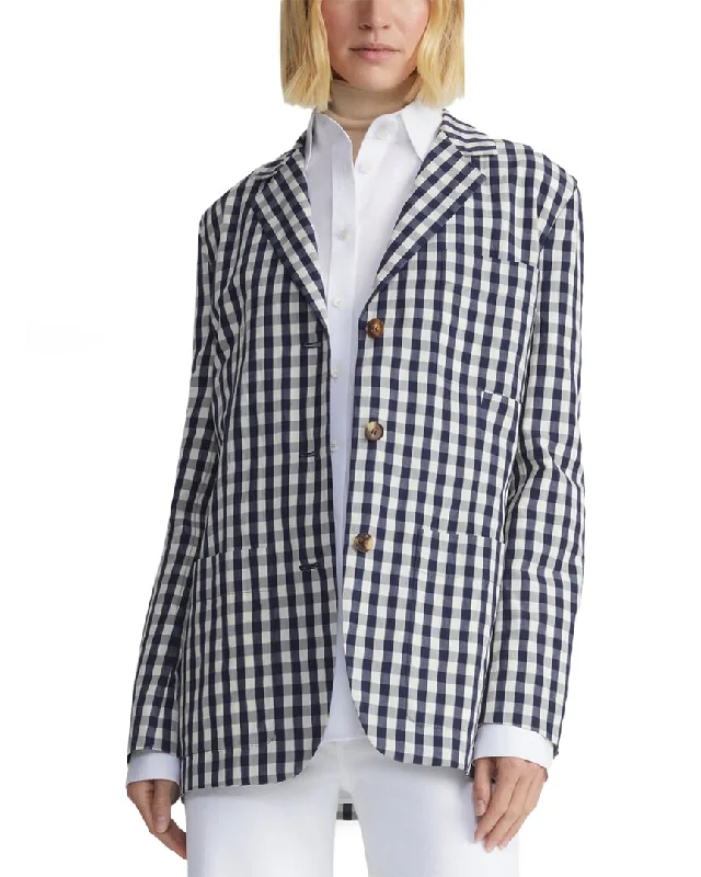 Lafayette 148 New York Patch Pocket Single Breasted Linen-Blend Blazer