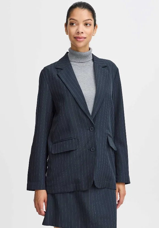 b.young Midde Single Breasted Pinstripe Blazer, Navy