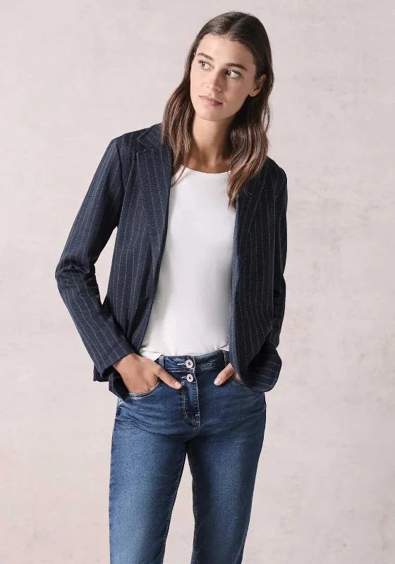 Cecil Metallic Pinstripe Blazer, Navy