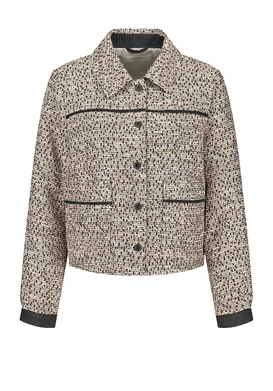 Gerry Weber Tweed Boxy Blazer Jacket, Beige & Black