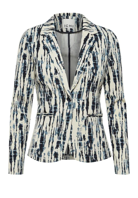 Ichi Kate Ink Dye Print Blazer Jacket, Total Eclipse