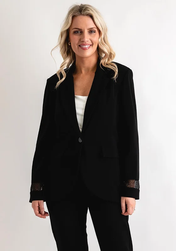 Joseph Ribkoff Embellished Mesh Panel Blazer, Black