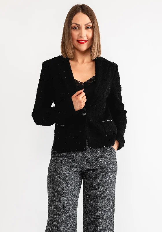 Joseph Ribkoff Sequin Knit Blazer, Black