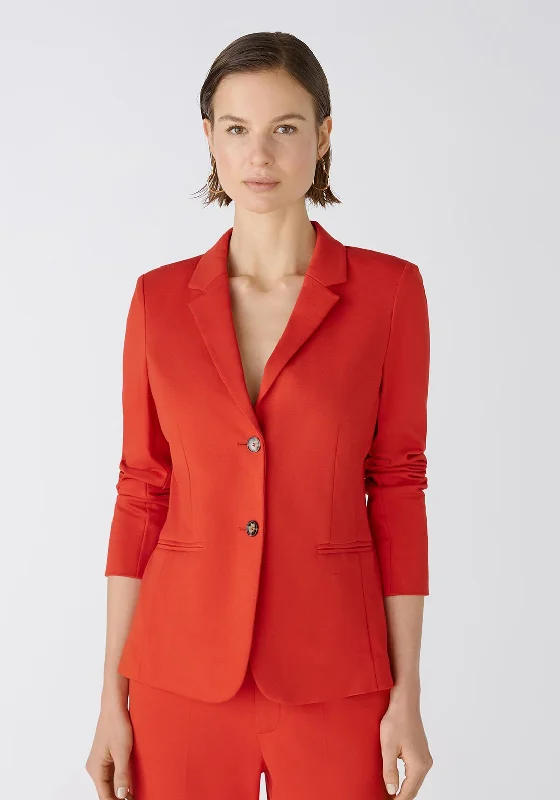 OUI Single Breasted Heavy Jersey Blazer, Red