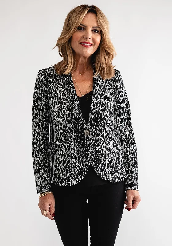 Robell Alex Printed Jersey Blazer, Black