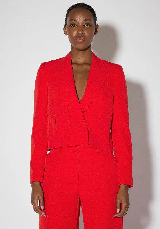 SOMETHINGNEW Kris Cropped Blazer, Red