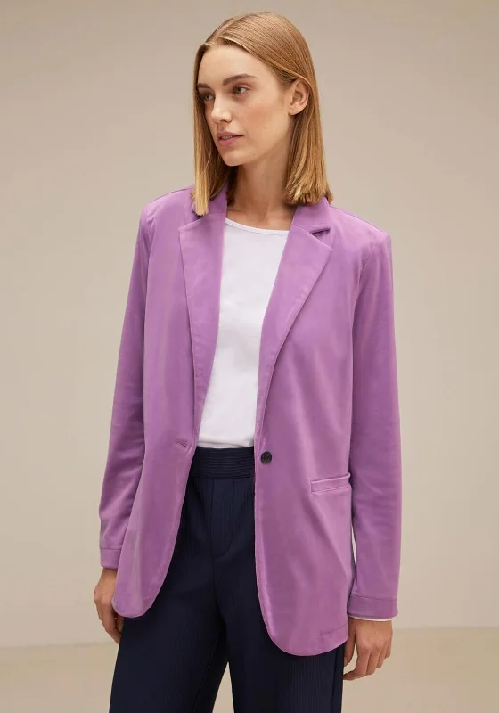 Street One Velvet Look Long Blazer, Cool Lilac