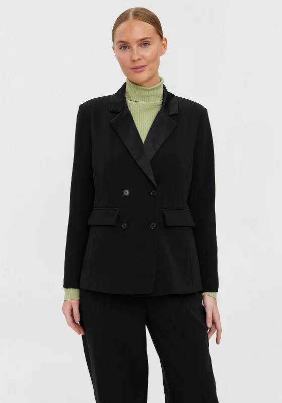 Vero Moda Laura Satin Collar Blazer, Black