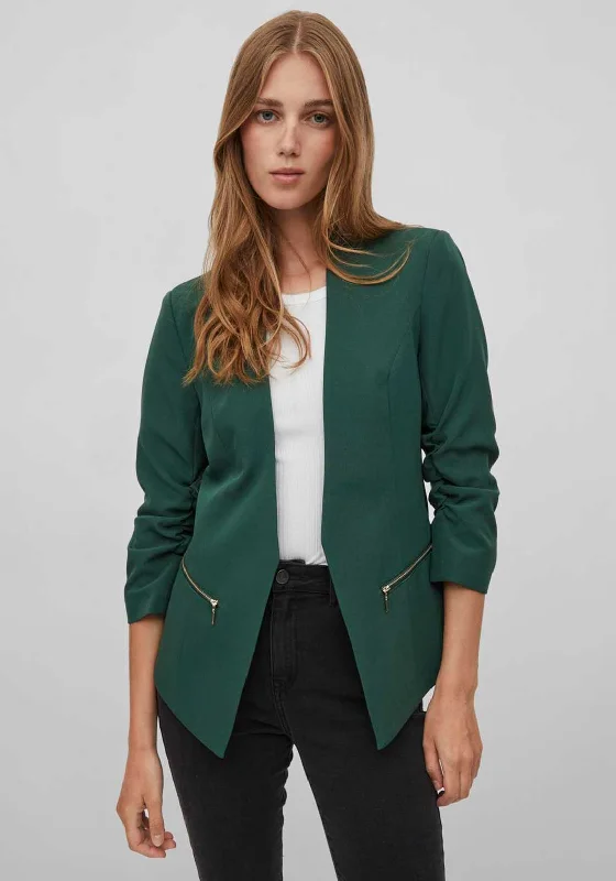 Vila Joy Ruched Sleeve Blazer, Pineneedle