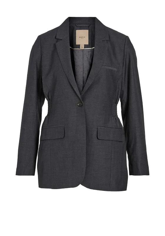 Vila Sadie Single Breasted Blazer, Dark Grey Melange